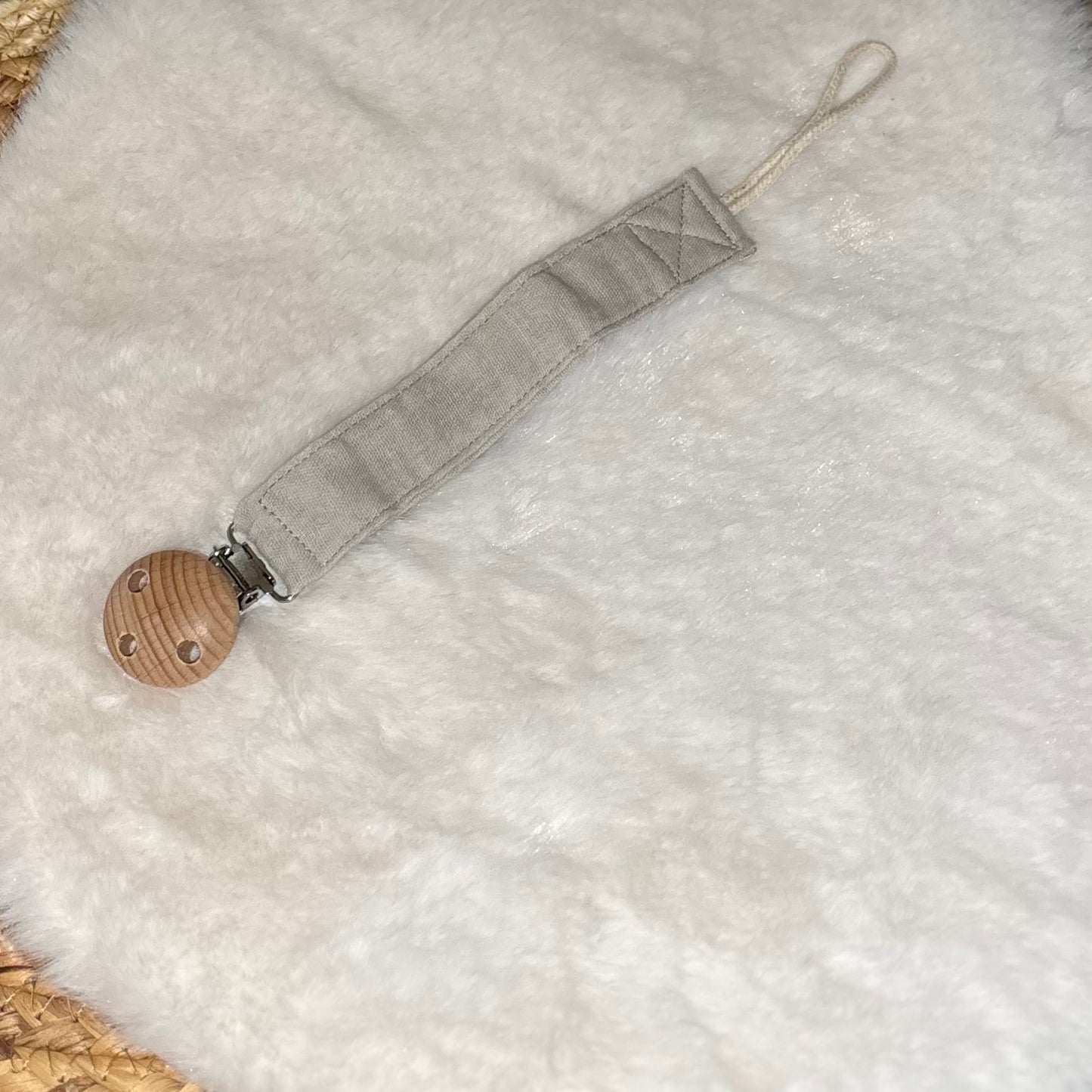 Speenkoord met naam grijs