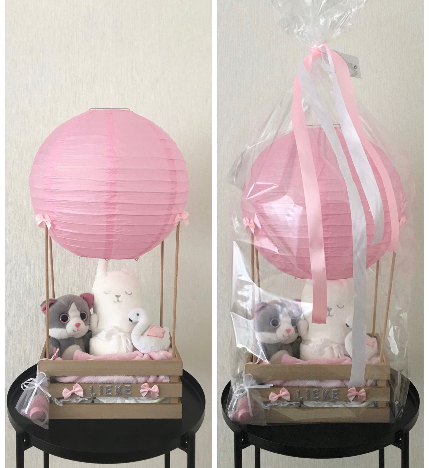 Luiertaart luchtballon roze