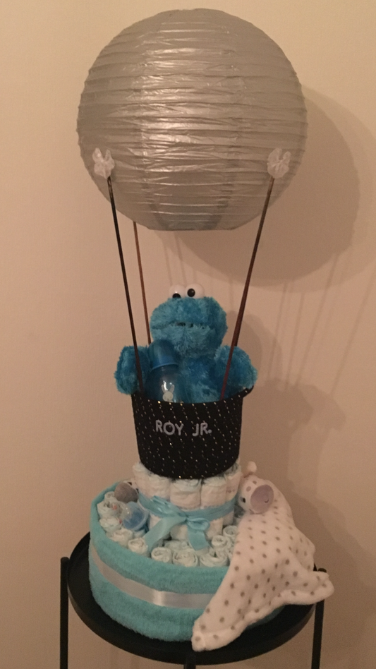 Luiertaart luchtballon blauw Koekiemonster