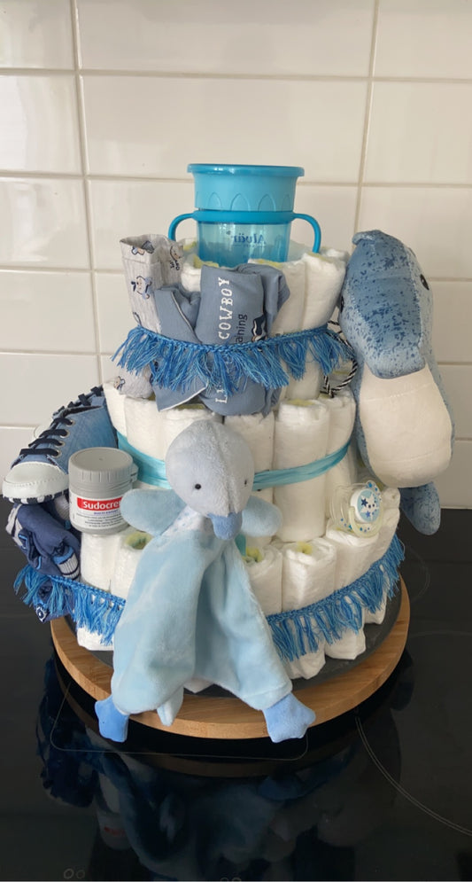 Luiertaart blauw 3laags