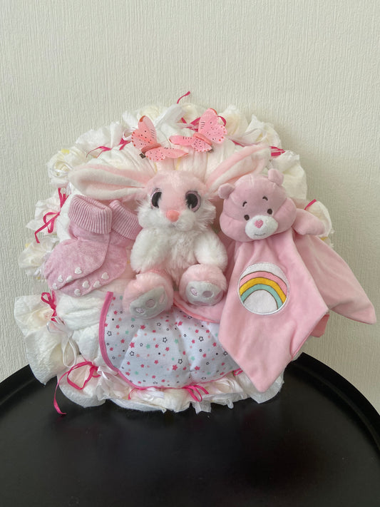 Luiertaart krans roze