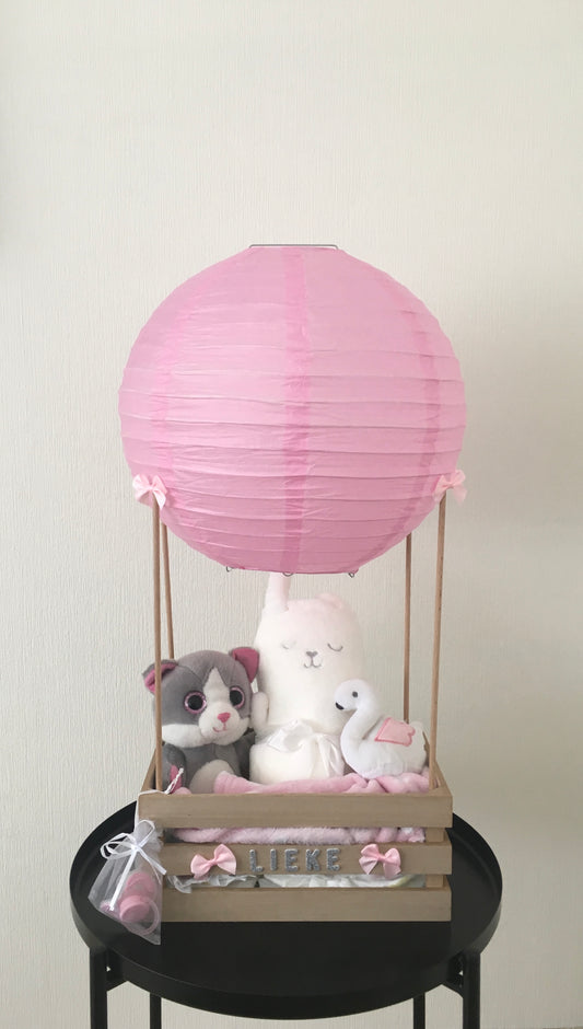Luiertaart luchtballon roze