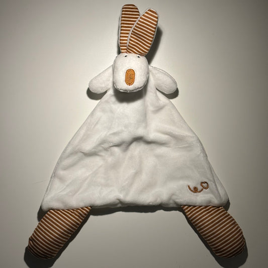 Knuffeldoekje knisperoren wit/bruin (met naam)